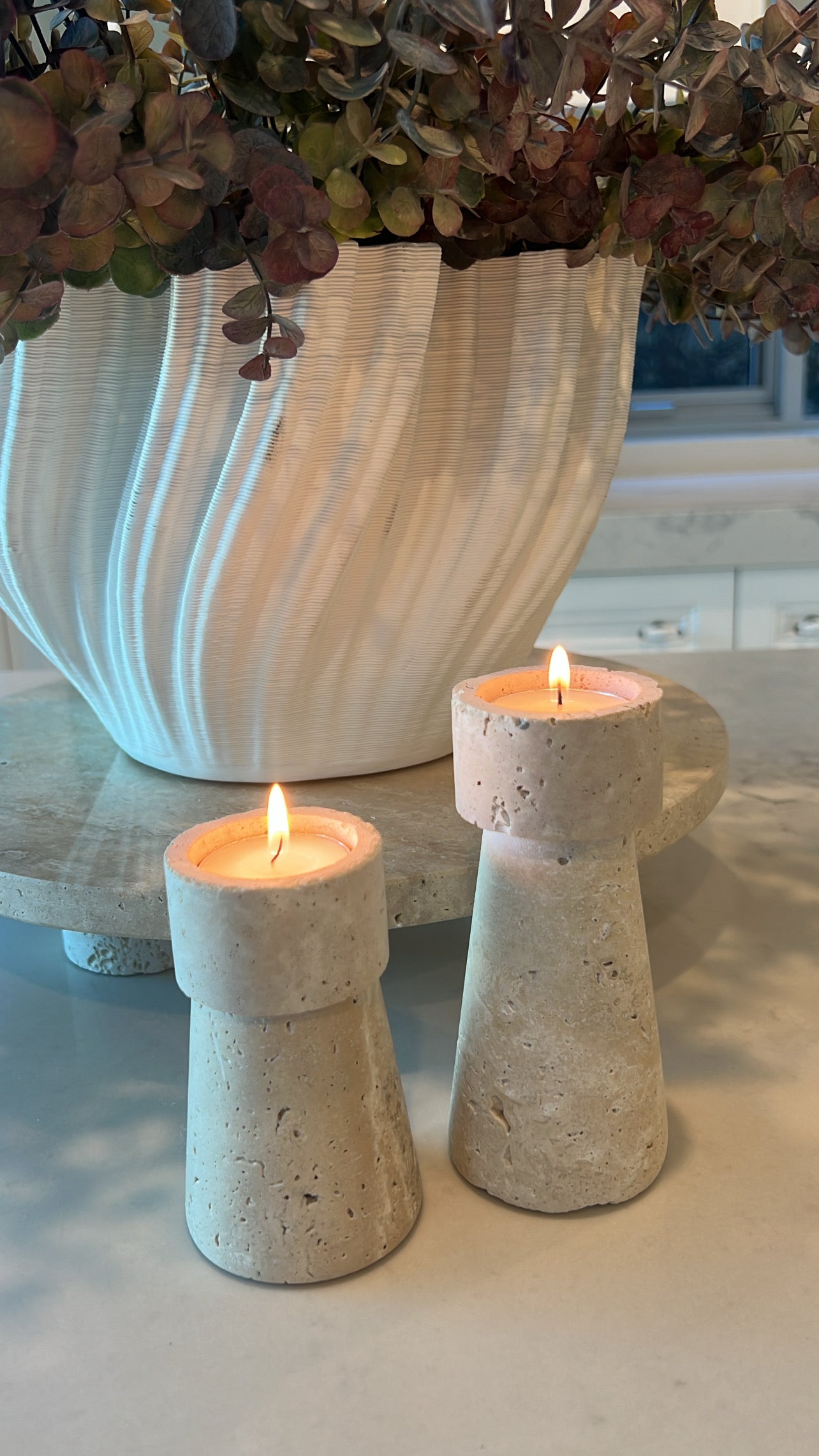 Petite Travertine stone Candle Holder - Luscious Homewares