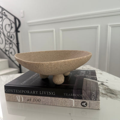Sandstone footed bowl - Luscious Homewares