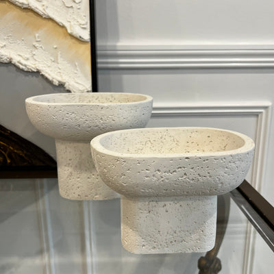 Vessel white Stone decorative bowl - Luscious Homewares