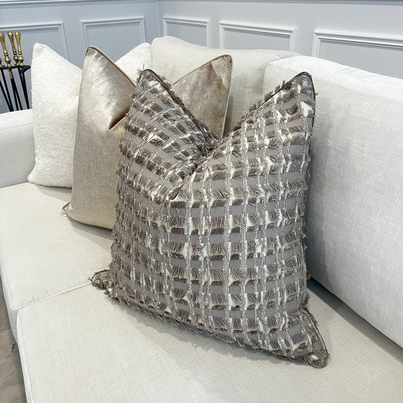 Dante taupe cushion - Luscious Homewares