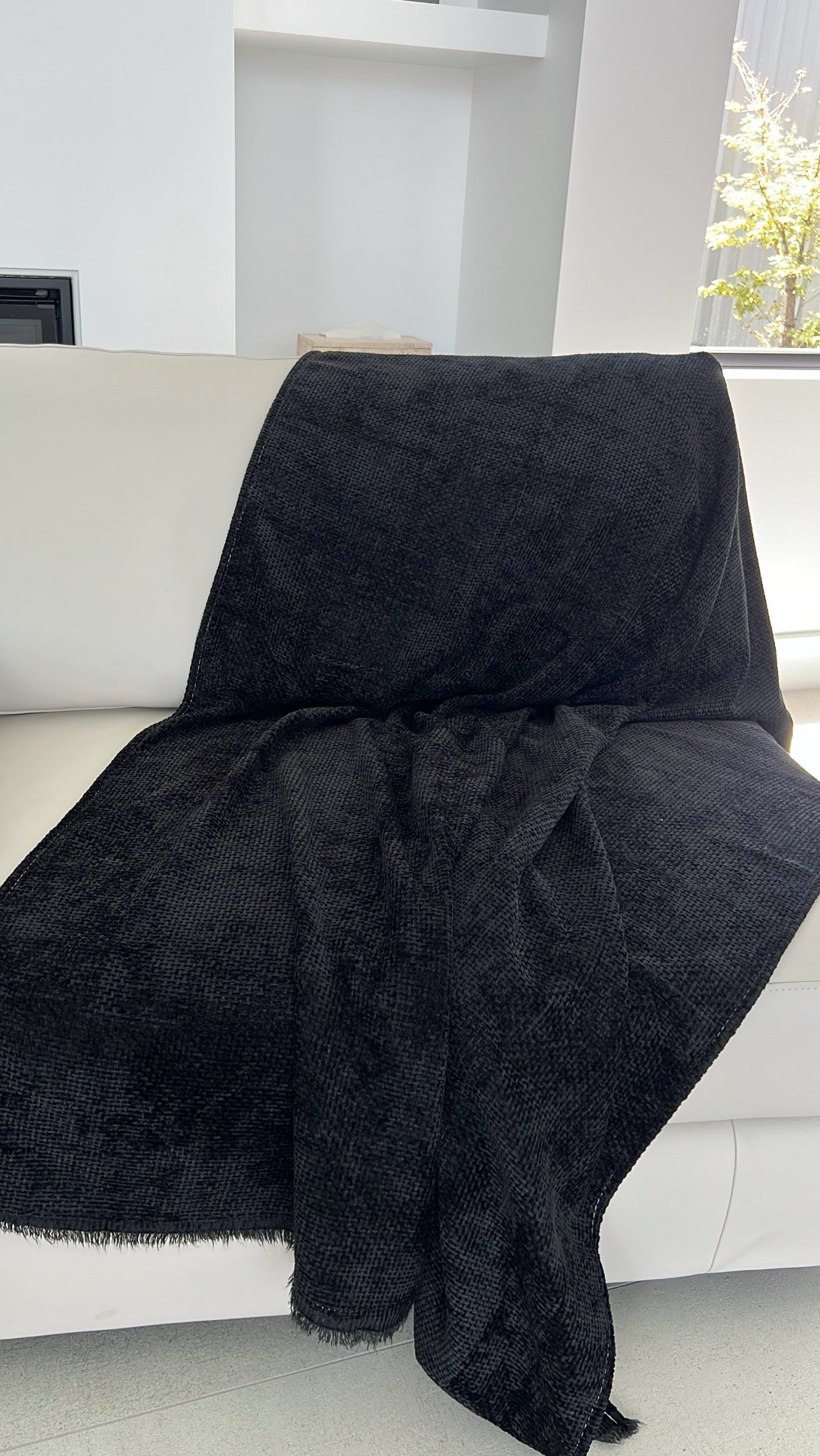 Natural black braided Throw