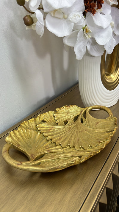 Ginkgo gold decorative platter / tray