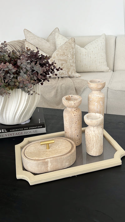 Travertine stone Candle Holder