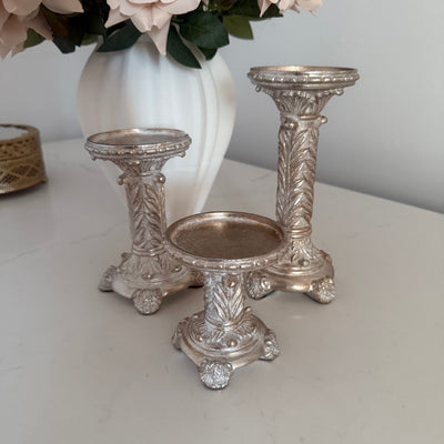Victorian champagne 3 piece Candle holder set - Luscious Homewares