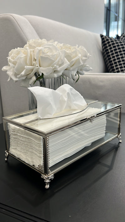 Valentina silver tissue box