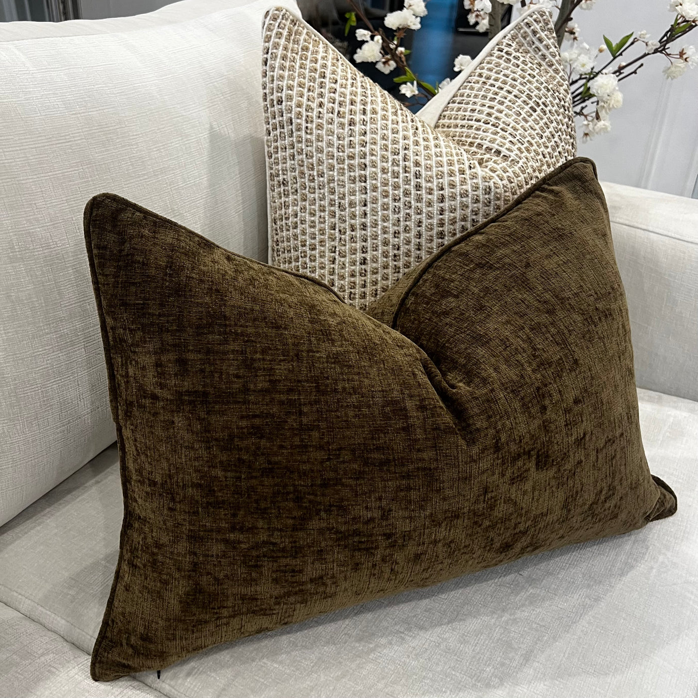 Elaha olive cushion - Luscious Homewares