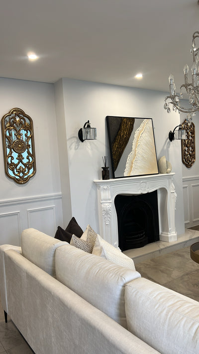 Ornate vintage handcarved oval mirror