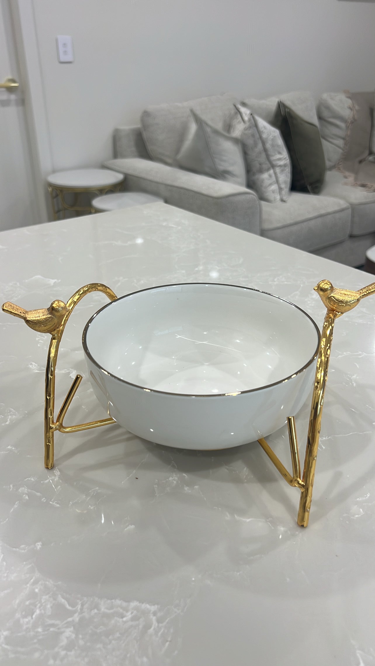 Asffor white and gold serving bowl