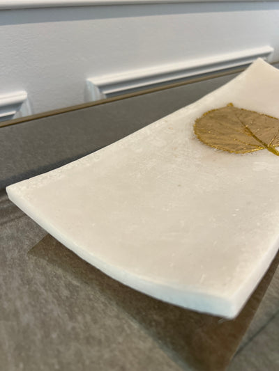 Lara resin Quartz gold foil leaf plate - Luscious Homewares