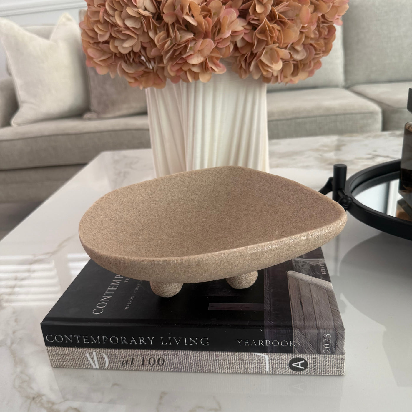 Sandstone footed bowl - Luscious Homewares