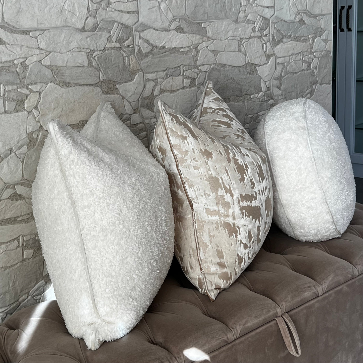 Lama Nude round cushion 50cm diameter - Luscious Homewares