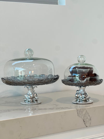 Yissra silver serving cake + dome - Luscious Homewares