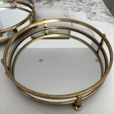Dina round Gold mirror tray - Luscious Homewares