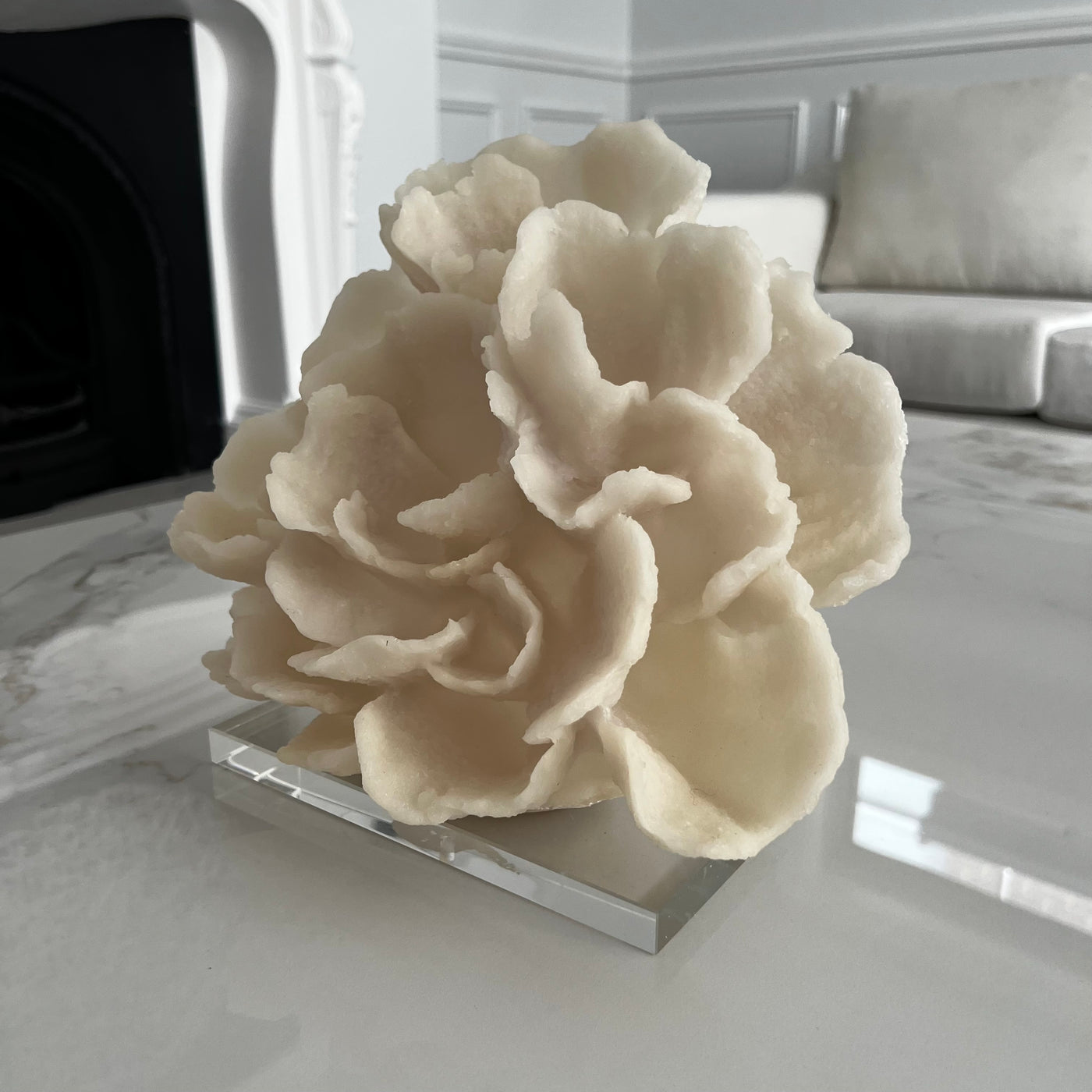 coral quartz sculpture stand - Luscious Homewares