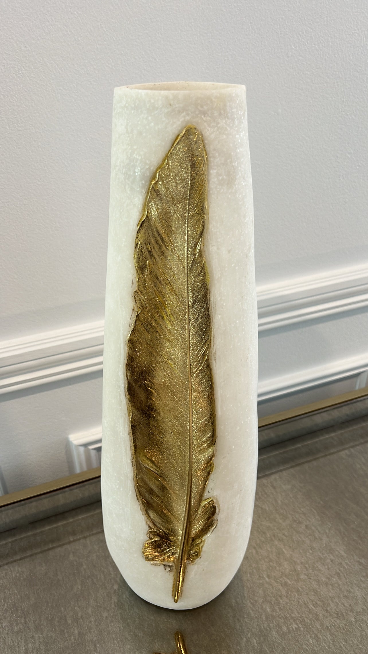 Jalina resin Quartz vase gold foil leaf - Luscious Homewares