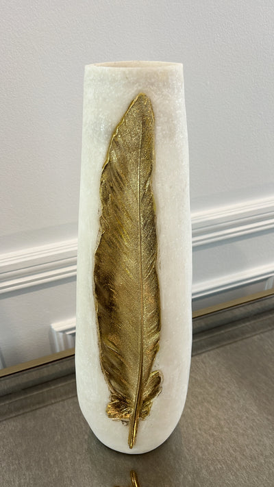 Jalina resin Quartz vase gold foil leaf - Luscious Homewares