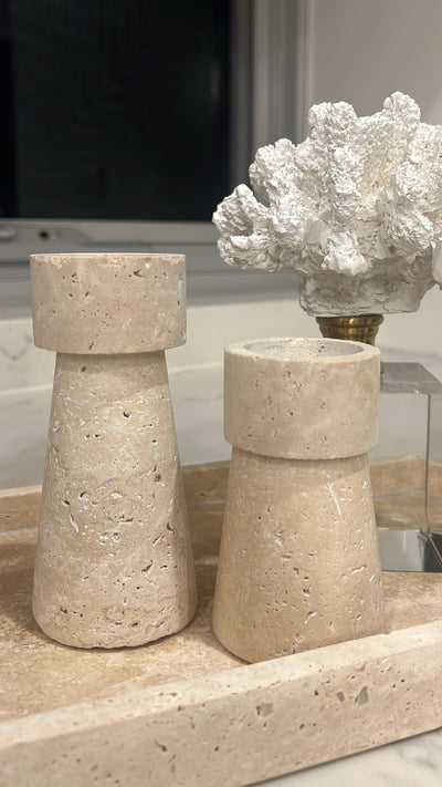 Petite Travertine stone Candle Holder - Luscious Homewares