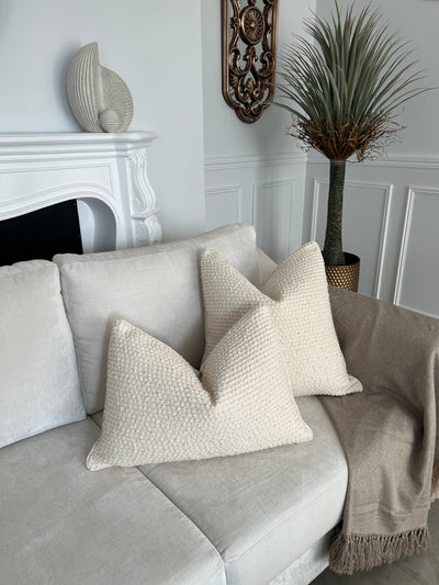 Boucle neutral noughat cushion - Luscious Homewares