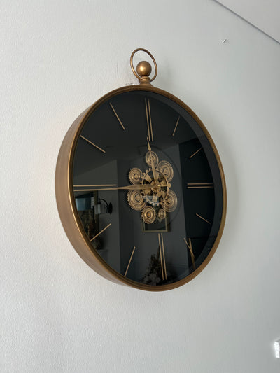 Industrial round wall clock with exposed gears 60 cm - Luscious Homewares