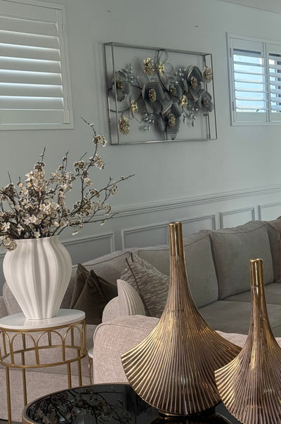 Floral bloom metal wall art hanging - Luscious Homewares