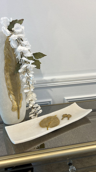 Lara resin Quartz gold foil leaf plate - Luscious Homewares