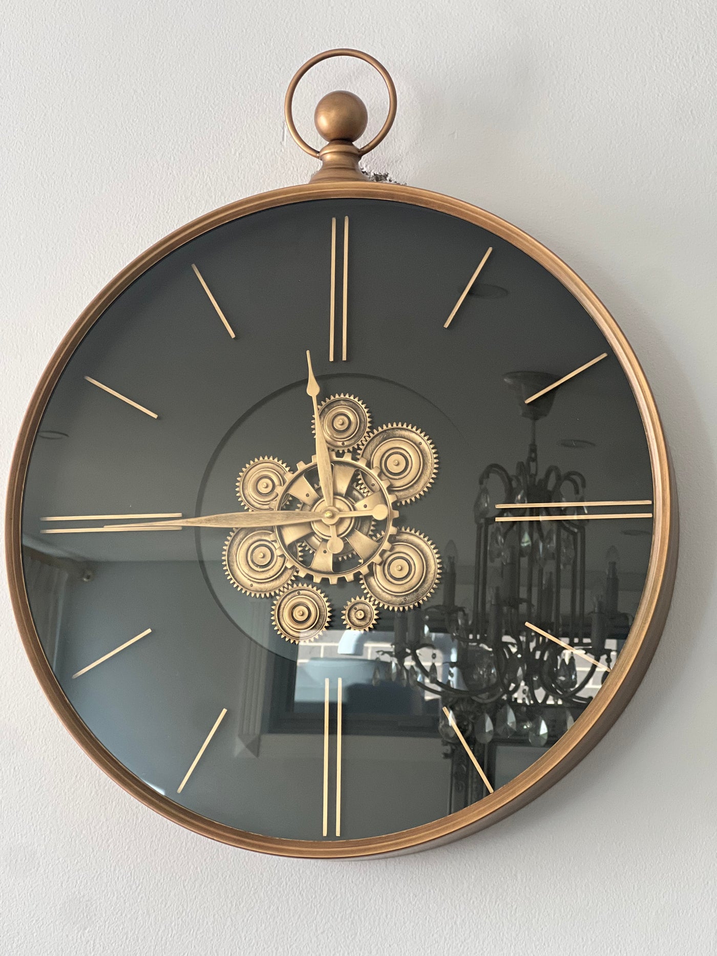 Industrial round wall clock with exposed gears 60 cm - Luscious Homewares