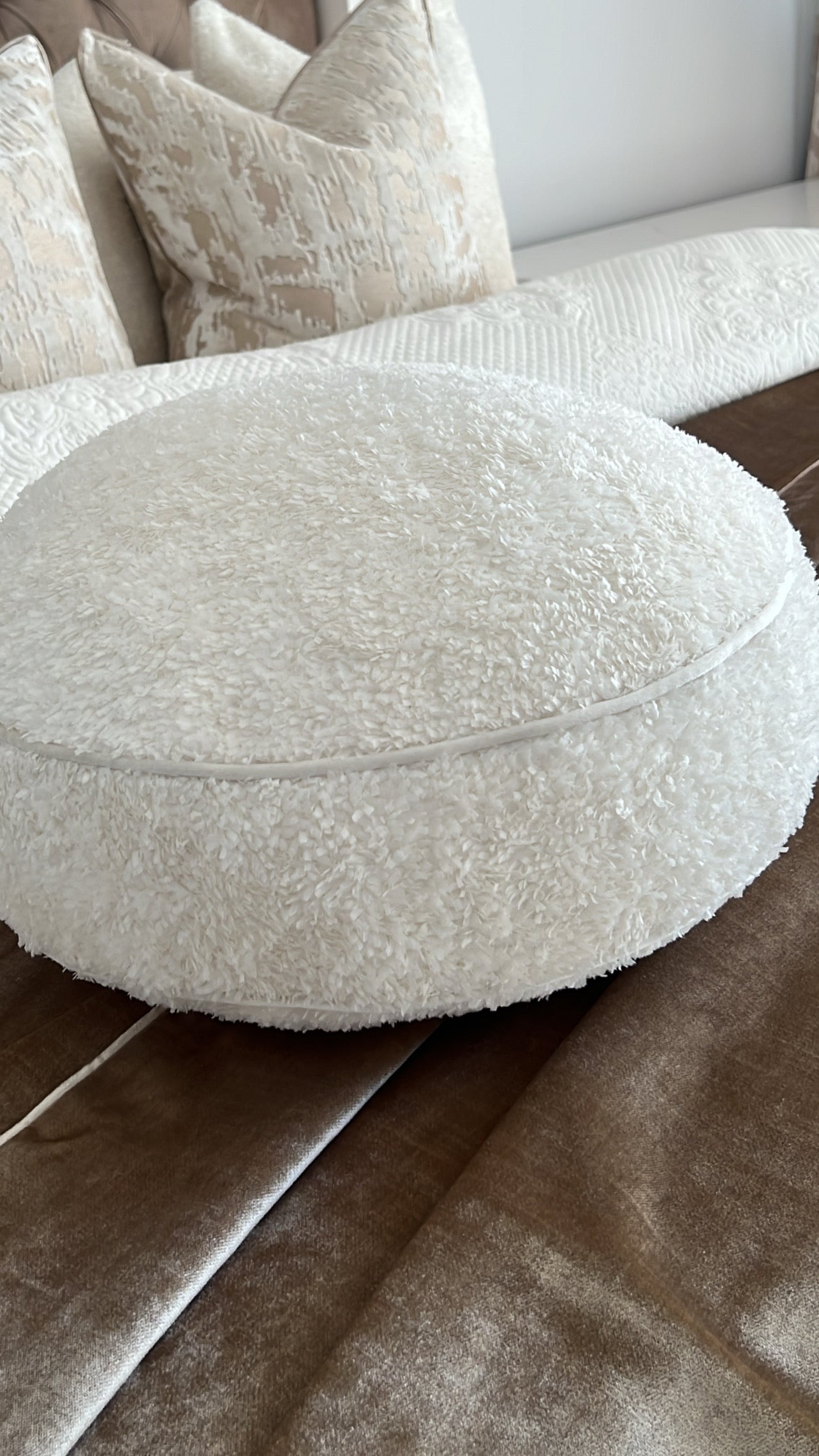 Lama Nude round cushion 50cm diameter - Luscious Homewares