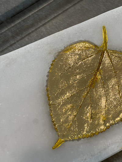 Lara resin Quartz gold foil leaf plate - Luscious Homewares