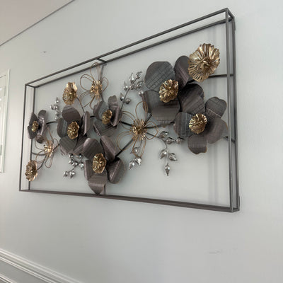 Floral bloom metal wall art hanging - Luscious Homewares