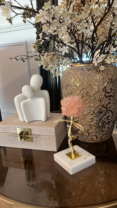 Rose Quartz flower marble stand - Luscious Homewares