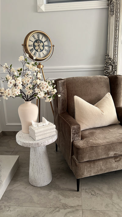 Nancy White stone round side table - Luscious Homewares