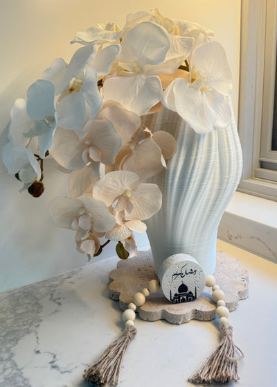 ScallopTravertine Stone round tray