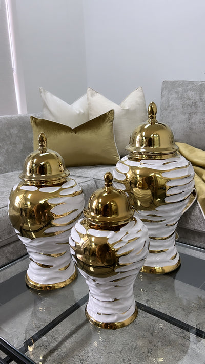 Ayln gold ginger jars - Luscious Homewares