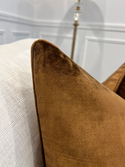 De-luxe caramel velvet cushion - Luscious Homewares