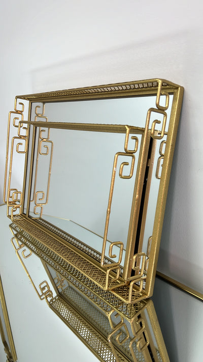 Vintage gold rectangle mirror tray - Luscious Homewares