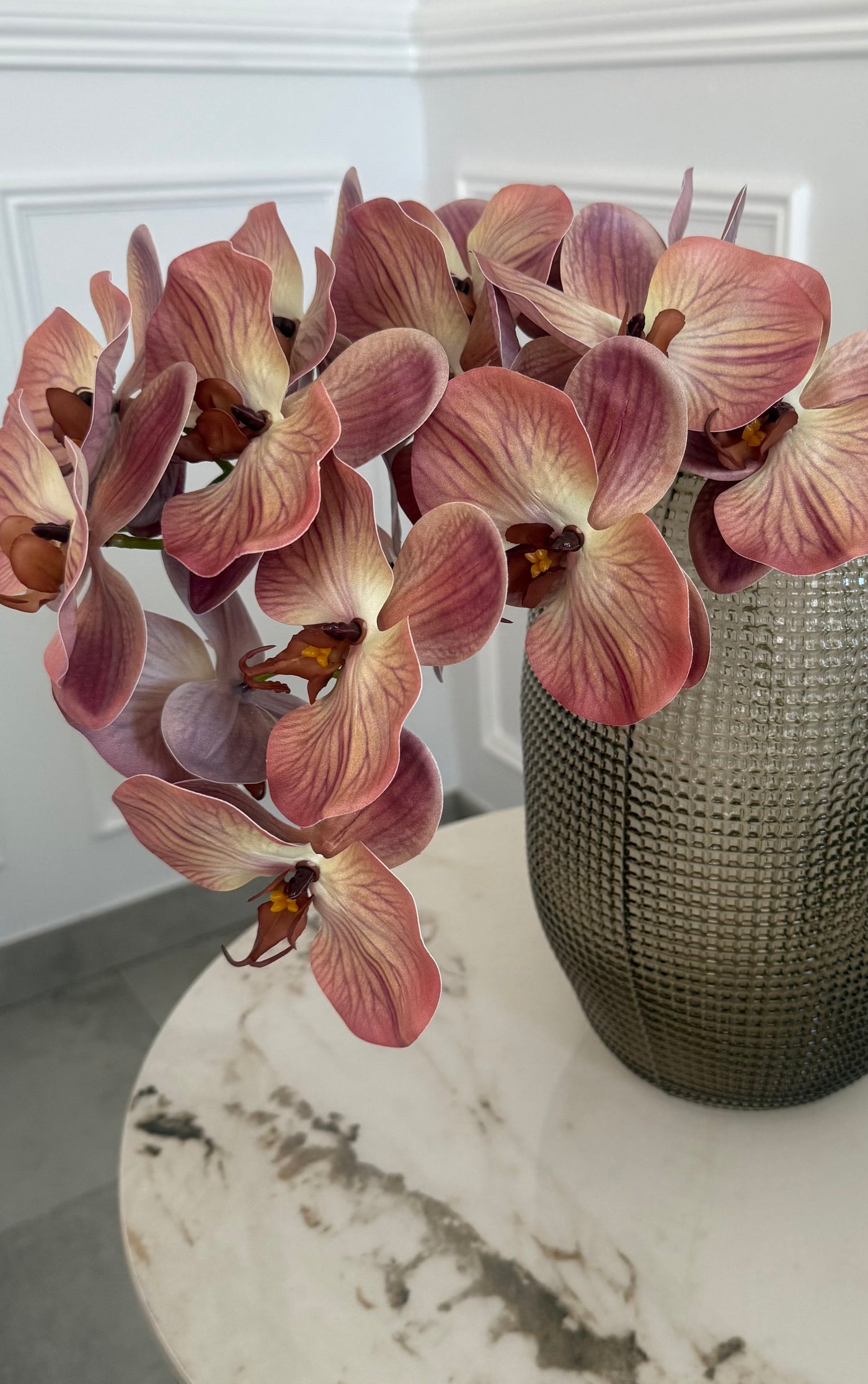 Burgundy brown real touch vein orchid - Luscious Homewares