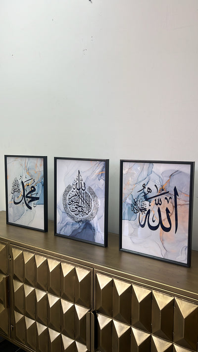 3 piece set calligraphy black wall frame