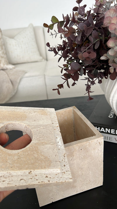 Travertine stone square tissue box