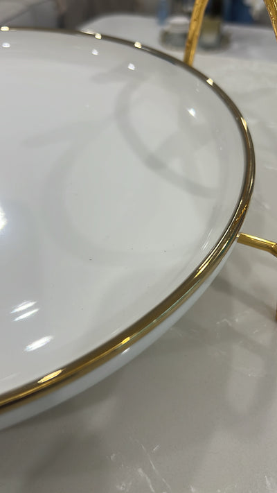 Asffor round gold and white serving platter