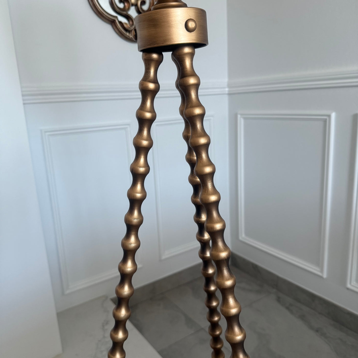 Gold tripod floor gear clock 160 cm - Luscious Homewares