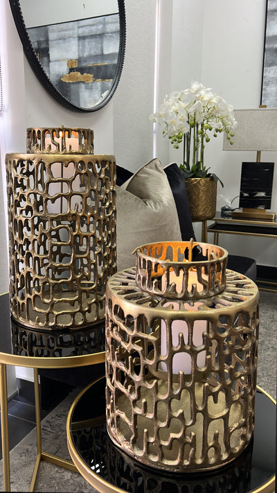 Jayli Gold Lantern vase - Luscious Homewares