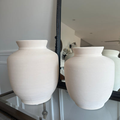 Ria Textured handmade beige vase - Luscious Homewares