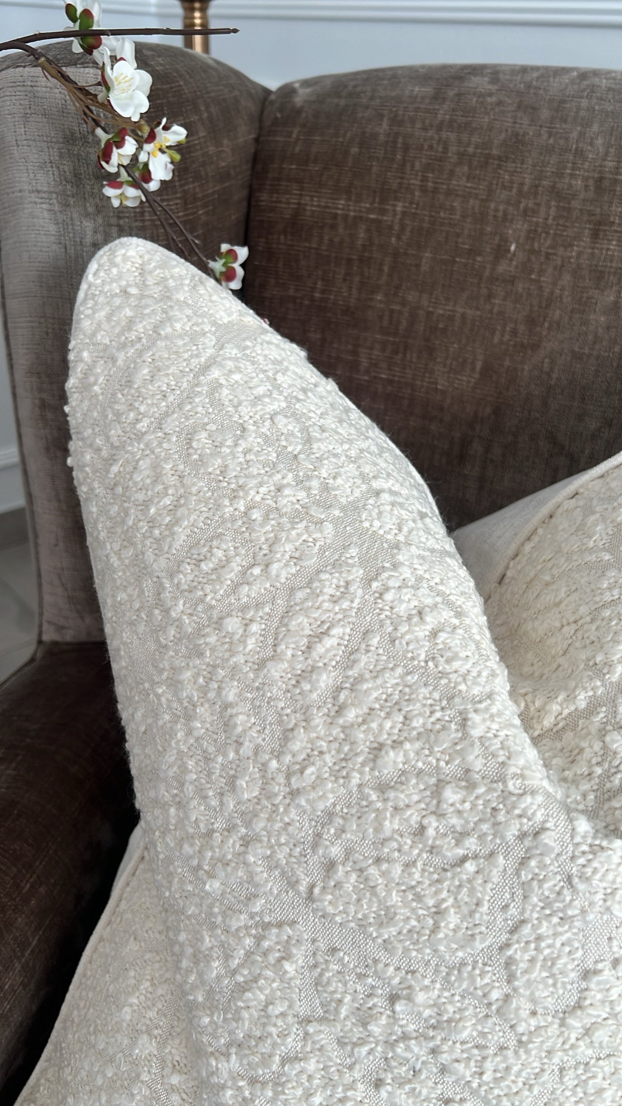 Sara Boucle ivory cushion - Luscious Homewares
