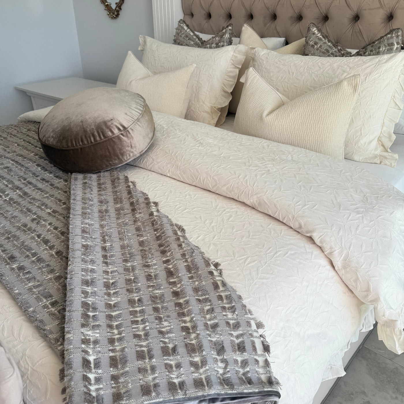 Dante taupe throw 140x220cm - Luscious Homewares