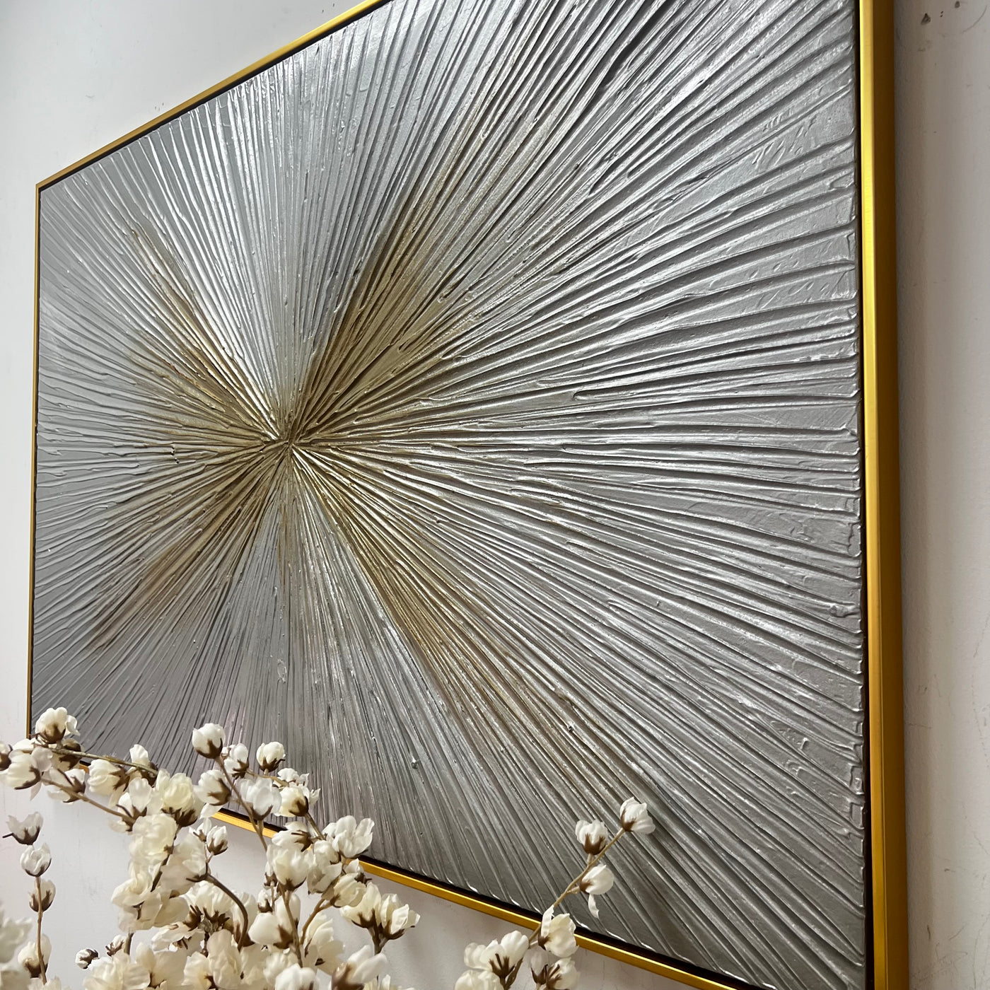 Metallic textured Canvase wall art gold frame - Luscious Homewares