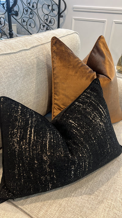 De-luxe caramel velvet cushion - Luscious Homewares