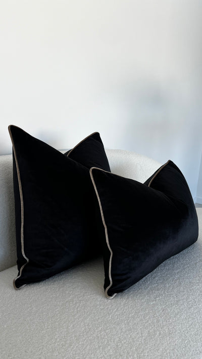 Senyorita black/ dark champagne trim cushion