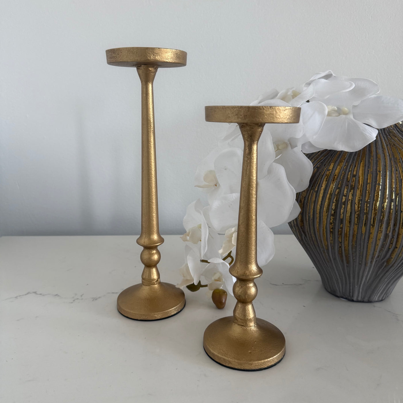 Gold candle holder set of 2 - Luscious Homewares