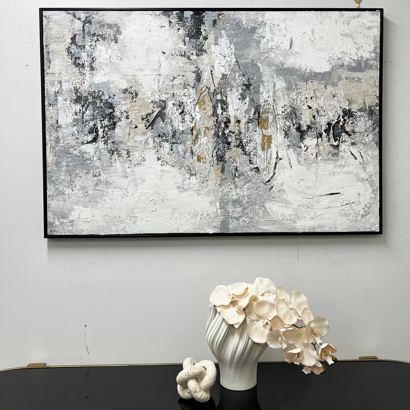 Verre textured Canvase wall art black frame - Luscious Homewares