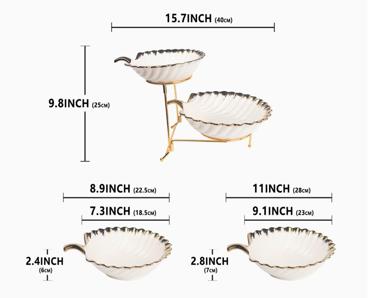 White and gold 2 tier rack serving platter